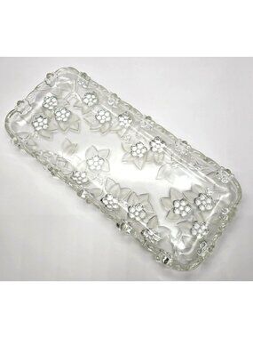 Mikasa Carmen Glass Canape Tray Floral Serving Rectangle Embossed Flowers VL5044